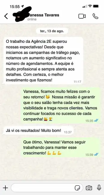 Depoimento de Vanessa Tavares sobre os resultados com o Pacote de Serviços Google Ads Pro de tráfego pago da Agência 2e